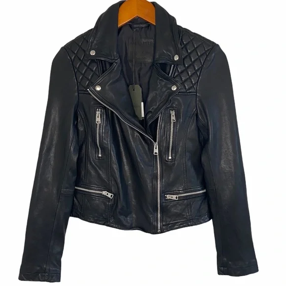 All Saints Black Leather Jacket - Picture 5 of 13